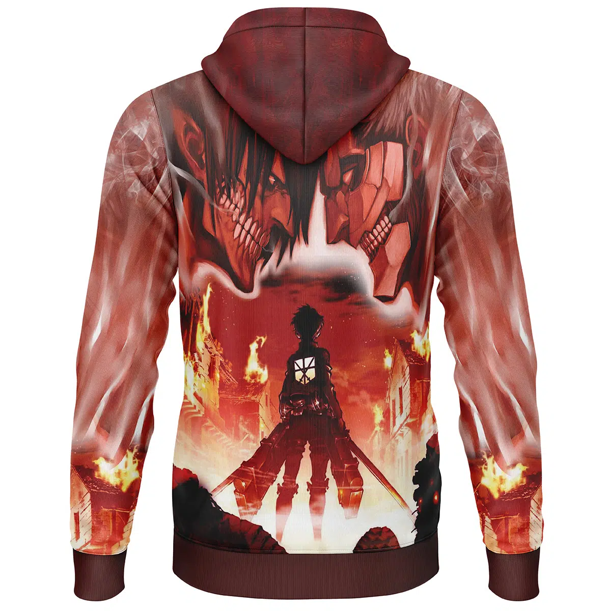 Burning Attack on Titan Lightweight Hoodie BACK mockup - Attack On Titan EU Store