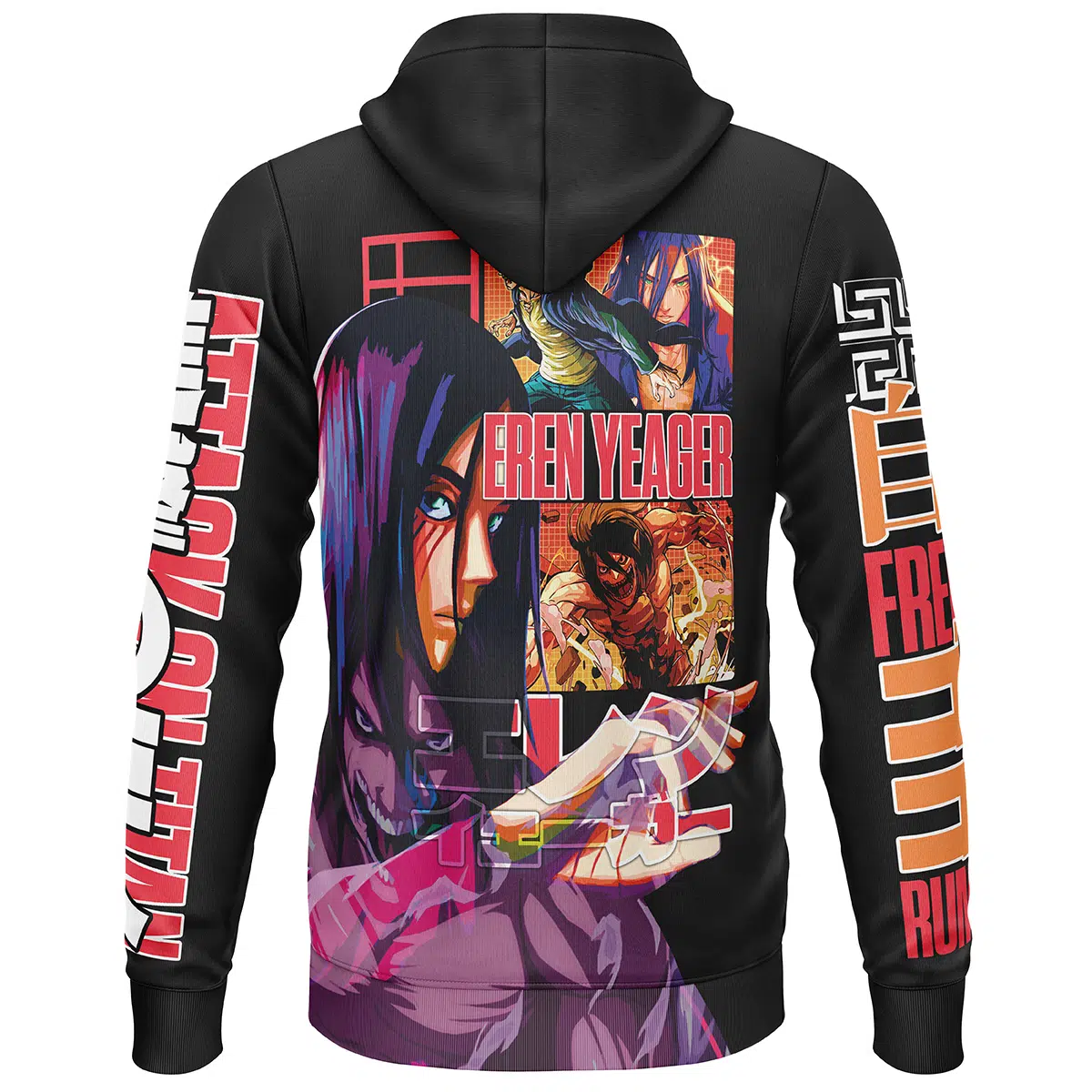 Eren Yeager V3 Attack on Titan Streetwear Lightweight Hoodie BACK mockup - Attack On Titan EU Store