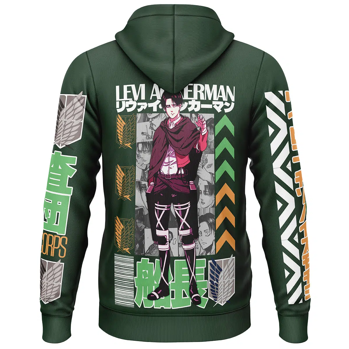 Levi Ackerman V2 Attack on Titan Streetwear Lightweight Hoodie BACK mockup - Attack On Titan EU Store