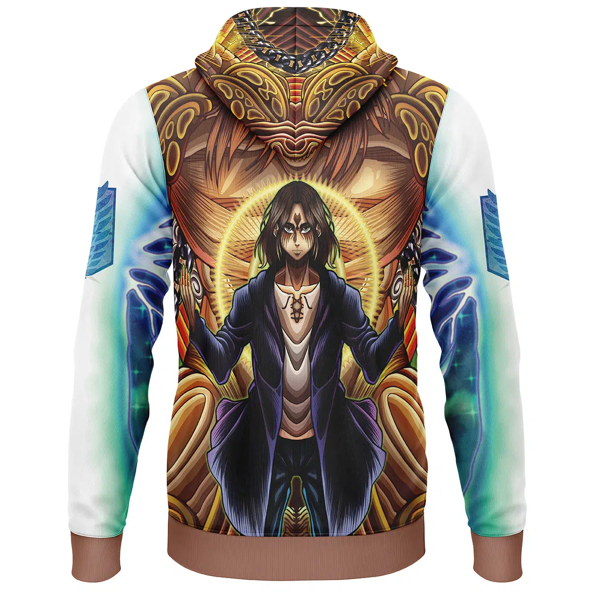 Trippy Eren Yeager Attack on Titan Lightweight Hoodie BACK mockup - Attack On Titan EU Store