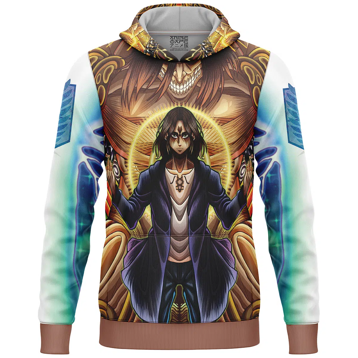 Trippy Eren Yeager Attack on Titan Lightweight Hoodie FRONT mockup - Attack On Titan EU Store